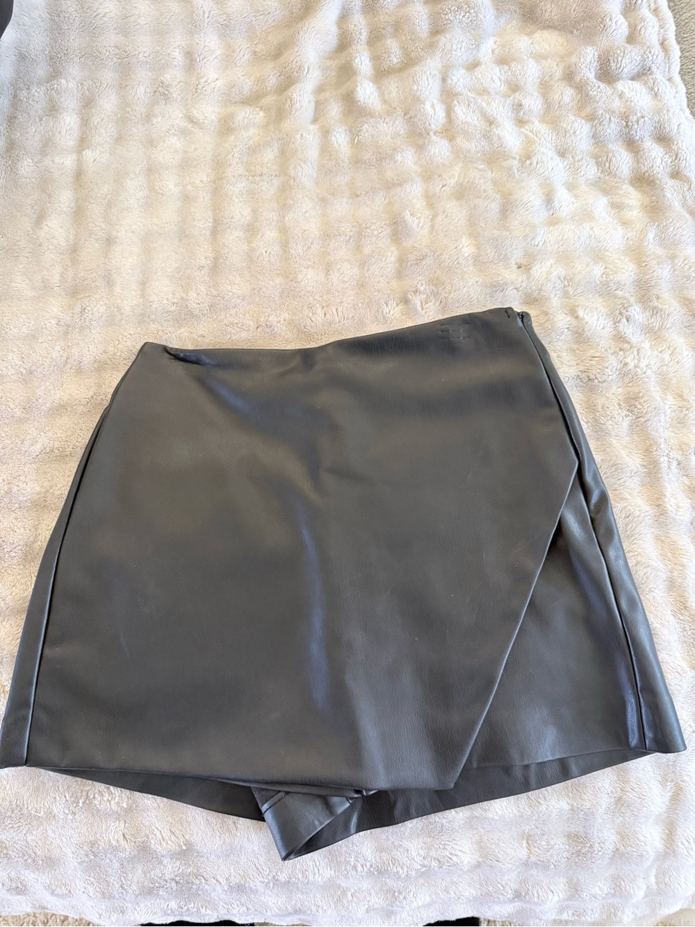 Zara Black Asymmetrical Faux Leather Mini Skirt